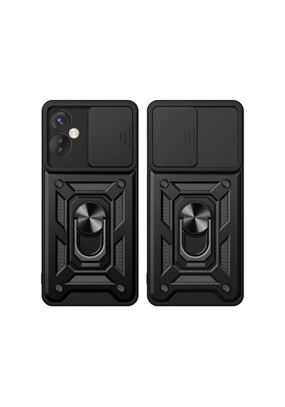 Herşeytrend İnfinix Hot 30 5g Kılıf Pars Lens Yüzüklü Silikon - Siyah Çok Renkli Diğer