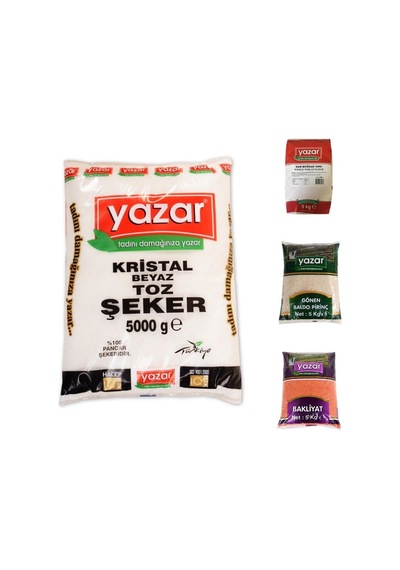 Yazar Gönen Baldo Pirinç + Kırmızı Mercimek + Tam Buğday Unu + Toz Şeker 4 x 5 KG