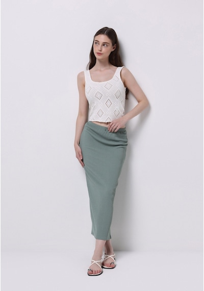 Colin's Colins Slim Fit Düz Kadın Yeşil Etek Cl1075023 Q1.v2 Sag Sage Yeşil