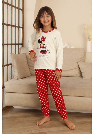 Miniğimin Cicileri Mnn Puantiye Baskılı Kız Çocuk Pijama Takı... Beyaz