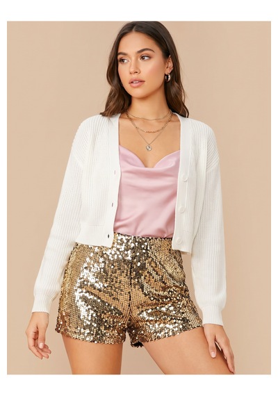 Fashion Cocktail Yansımalı Yüksek Bel Payet Dökümlü Pullu Payetli Bel Lastikli Parıltılı Mini Yüksek Bel Kombin Gece Kokteyl Şort Altın Fashion Cocktail Yansımalı Yüksek Bel Payet Dökümlü Pullu Payetli Bel Lastikli Parıltılı Mini Yüksek Bel Kombin Gece Kokteyl Şort Altın