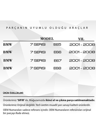 BMW 7 Serisi E65,E66,E67,E68 için El Freni Dişlisi