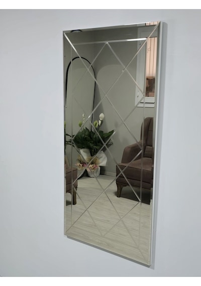 Dekoratif Baklava Desenli Bizoteli Salon Aynası Ofis Aynası Konsol Aynası 120cm X 60cm 120 X 60 Bronz
