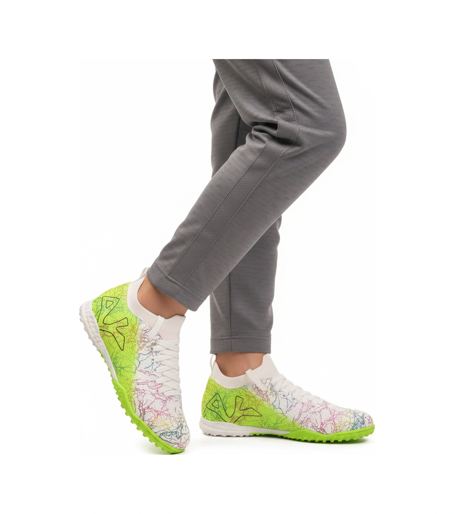 Beyaz Yeşil Bilekten Lastikli Unisex Halı Saha Ayakkabısı Gh-252-153 G Beyaz-neon Yeşil