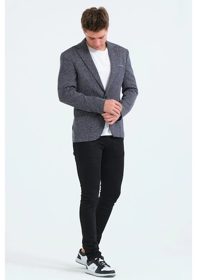 Bonesti Erkek Slim Fit Blazer Ceket Lacivert Beyaz Beyaz - Lacivert