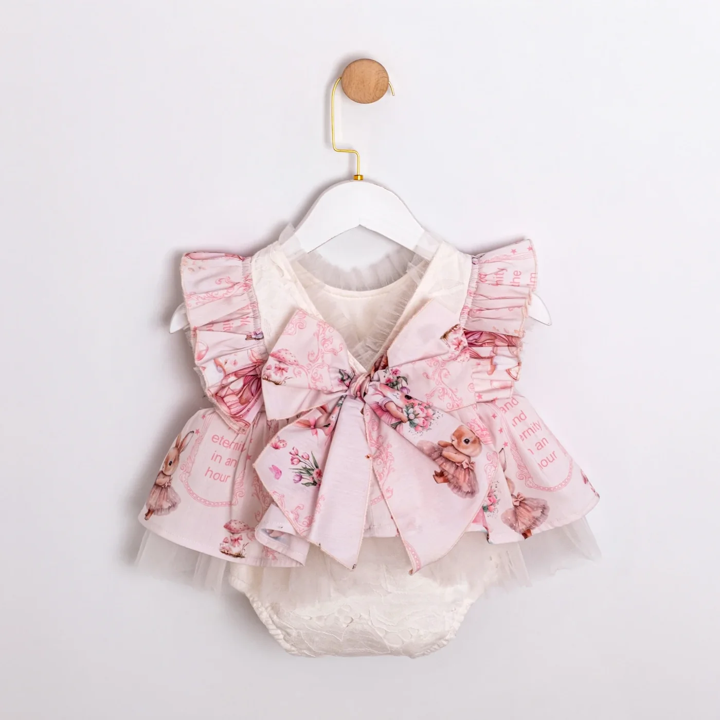 Momercy Pink Queen Kız Bebek Romper Elbise Pembe