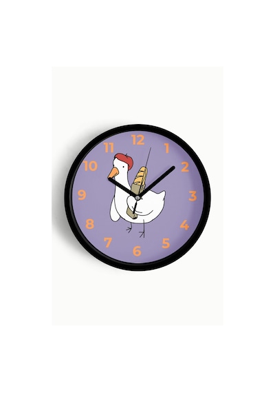 Sevimli Ördek Çocuk Odası Duvar Saati - 25cm - Önü Camlı Siyah Kasa - Sessiz Mekanizma-jh1140 Siyah
