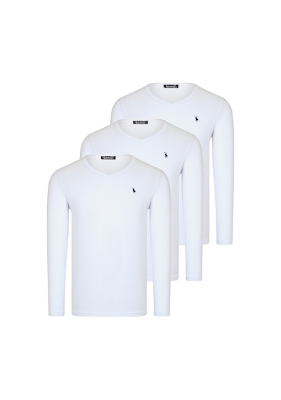 Üçlü Set T8587 Dewberry V Yaka Erkek Sweatshırt-beyaz-beyaz-beyaz Beyaz-beyaz-beyaz