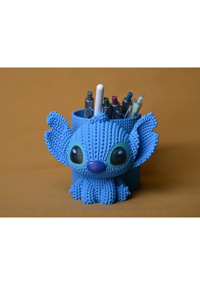 3d Baskı Knitted Kalemlik - Sevimli Karakterli Masaüstü Kalem Organizeri-mavi Diğer