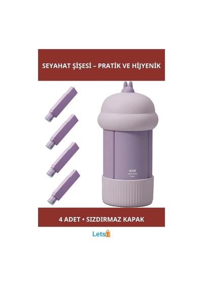 4'ü 1 Arada Seyahat Şişesi Seti Pratik Sıkıştırılabilir Çok Renkli