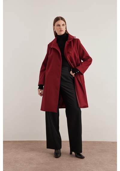 Aker 24aw08578112 Büyük Beden Kaban 24aw08578112 018 Bordo Bordo