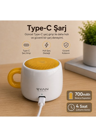 Kahve Kupa Tasarımlı Taşınabilir Hoparlör Mini Kablosuz Bluetooth Hoparlör Bluetooth 5.4 5w Güçlü Ses Soundcup Ry-sc01