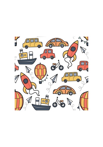 Paybuy Çizgi Roman Araçlar Ve Nesneler Baskılı Çocuk Tişört Siyah
