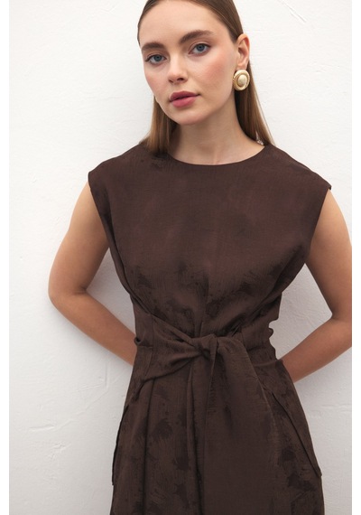Sateen Camila Bluz - Kahve-137162 kahve