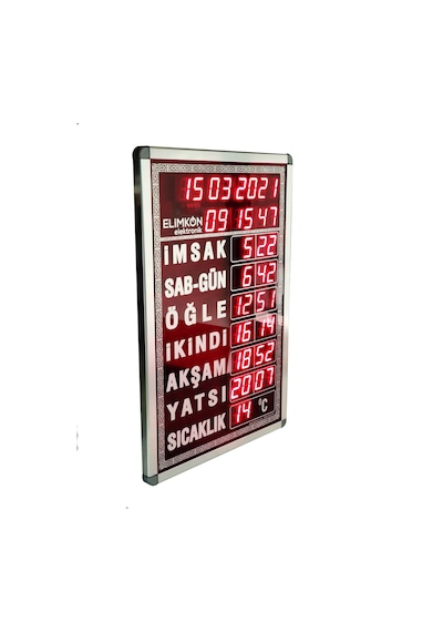 Elimkon Vakitmatik Dijital Cami Saati 40x60 Cm Beyaz Kumandalı