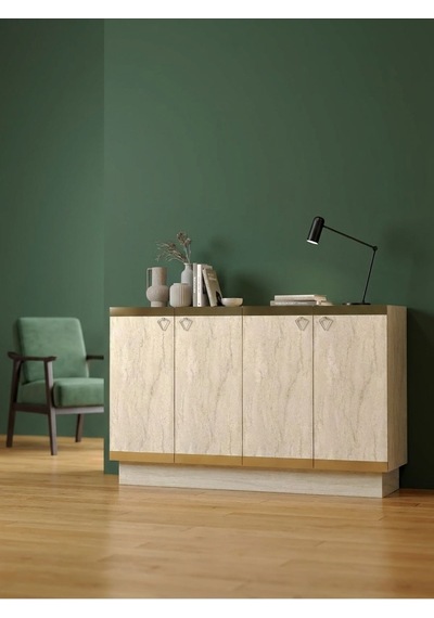 Karnaval 120 Cm Konsol, Tv Sehpası, Tv Ünitesi, Kahve Köşesi, Banyo Dolabı, Çok Amaçlı Dolap Gk8101-8 Traverten