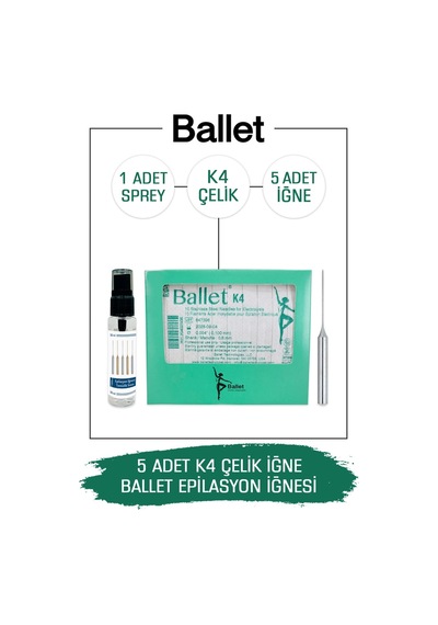 Ballet K4 Gümüş Epilasyon İğnesi Çelik İğne 5'li