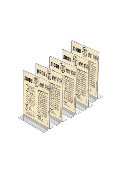 T Tipi Broşürlük Dikey Akrilik Şeffaf 5li Paket Akrilik Şeffaf, A4x210x297mm