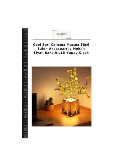Özel Seri Çalışma Masası Süsü Salon Aksesuarı İç Mekan Siyah Saksılı Led Yapay Çiçek