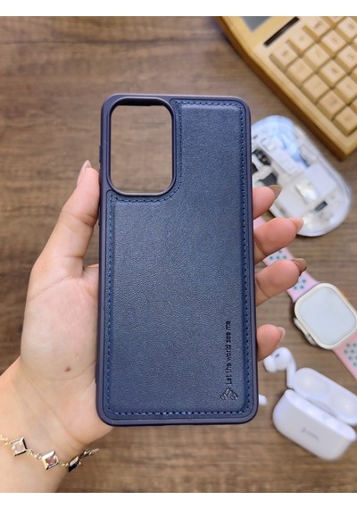 Samsung Galaxy A33 Uyumlu Premium Deri Dokulu Darbelere Karşı Dayanıklı Nazal Silikon Kılıf Lacivert