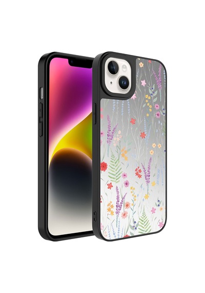 Apple iPhone Uyumlu 14 Plus Kılıf Aynalı Desenli Kamera Korumalı Parlak Zore Mirror Kapak - Seyahat