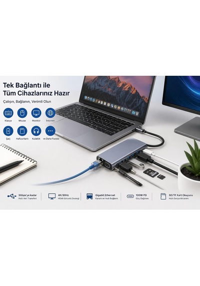 Lexroo Denshi 11'i 1 Arada Usb-c Hub Type-c Çoklayıcı