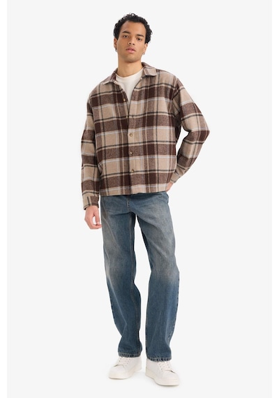 Defacto Boxy Fit Kareli Flanel Uzun Kollu Gömlek G4744ax25wnbn339 Kahve-bn339