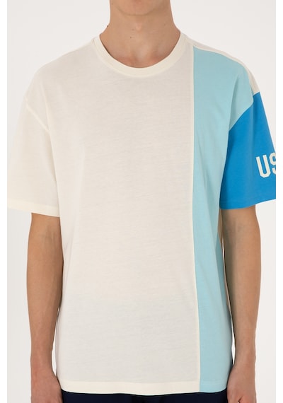 U.S. Polo Assn. Erkek Comfort Fit Bisiklet Yaka Ekru Tişört 50306896-VR019
