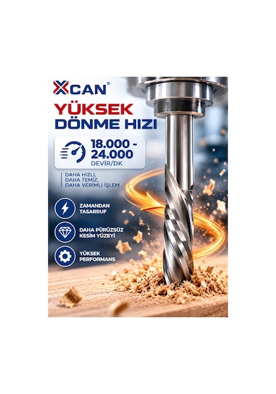 Kompresyon Spiral Freze Ucu Ø6 Mm 6 Mm Şaft 22 Mm Kesim