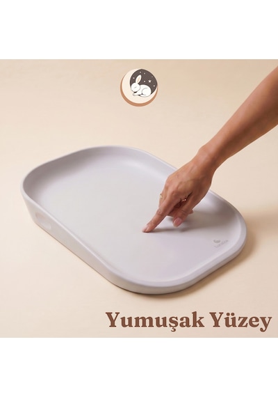 Lunalica Nora Bebek Alt Değiştirme Matı - 50x70cm, Açık Gri, Kolay Silinir, Yenidoğan Şifonyer Üstü Alt Açma Pedi Minderi
