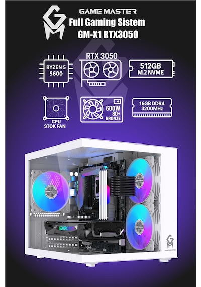Game Master GM-X1 R5-5600 16 GB 512 GB M2 SSD RTX3050 27" Free Dos Masaüstü Oyuncu Bilgisayarı