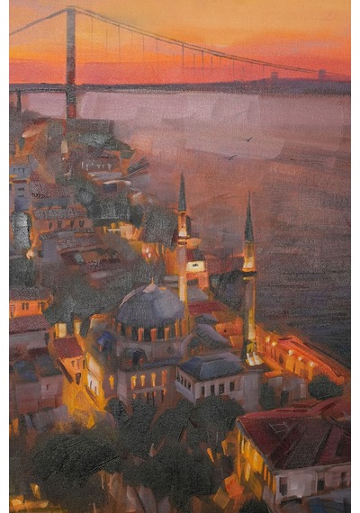 Gün Batımı Kızıllığında Ortaköy Camii Ve Boğaz Köprüsü