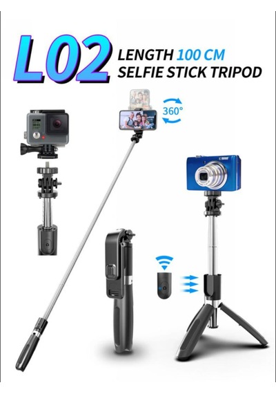 Tripod L02 4 In 1 Bluetooth Kumandalı Tripod Selfie Çubuğu