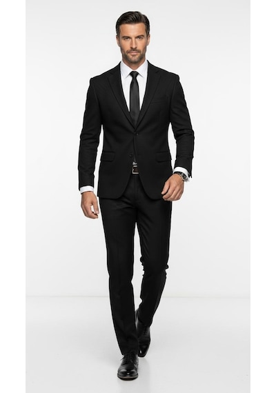 Plus Scorpion Slim Fit Pike Dokuma Erkek Blazer Ceket Modern Şık Günlük Kombin Siyah