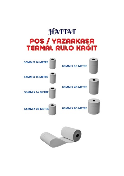 Termal Kağıt 56mm Eninde Pos Cihazı, Yazar Kasa, Bilgi Fişi, Sıramatik Ve Her Tip Termal Rulo Yüksek Kaliteli Tam Metrajlı 10, 56mmx25metre