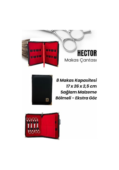 Hector Kuaför Ve Berberlere Özel 8'li Lüks Makas Çantası