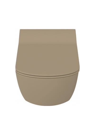 Creavit Elegant Rim-off Duroplast Yavaş Kapanan Klozet Kapaklı Mat Cappucino Set