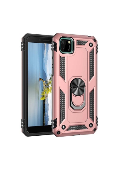 Huawei Y5P Kılıf Zore Vega Yüzüklü Standlı Zırh Kılıf
