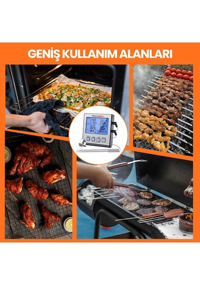 NPO ThermoPro TP17 Alarmlı, Aydınlatmalı, Çift Çelik Problu ve Pr