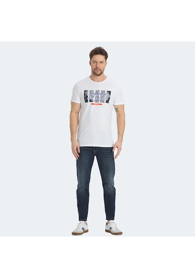 Slazenger RATAN Erkek Baskılı Beyaz Tişört