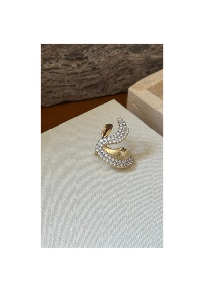 Lunarie Sarmal Zirkon Taşlı Vintage Kulak Tırmığı Ear Cuff Küpe Altın