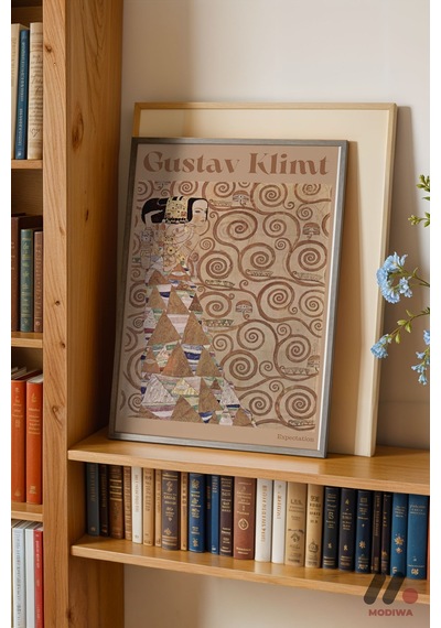Gustav Klimt Desen Posteri, Siyah Çerçeveli Duvar Tablosu - Sanatsever Hediyesi