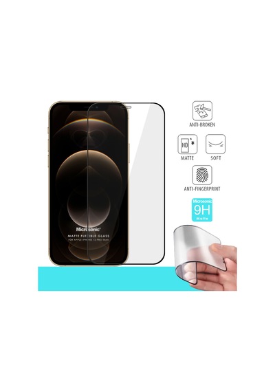 Microsonic Apple  Uyumlu iPhone 12 Pro Max Seramik Matte Flexible Ekran Koruyucu Siyah