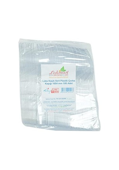 Lokmanavm Lüks Kaşık Sert Plastik Çorba Kaşığı 1654 Mm Şeffaf 100 Adet 1 Paket Açık Ahşap