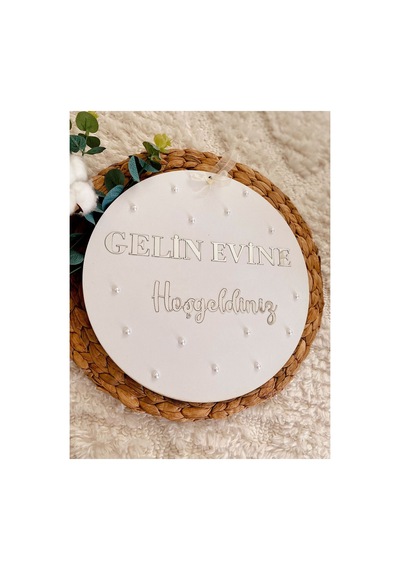 Gelin Evine Hoşgeldiniz Gümüş Pleksi Kapı Süsü