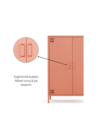 Pera Metal Dolap 2 Kapılı 80,50 X 40 X 109,50 Cm - 9 Renk Seçeneği Bulunmaktadır Ral 3022 Somon