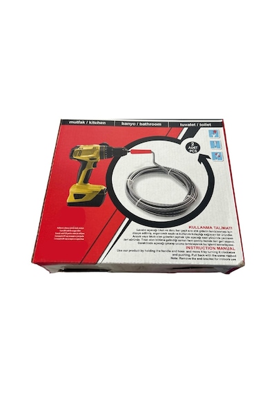 Lavabo Gider Kanal Açıcı Sprali Matkaplı Susta 6mm 3mt + 9mm 3mt