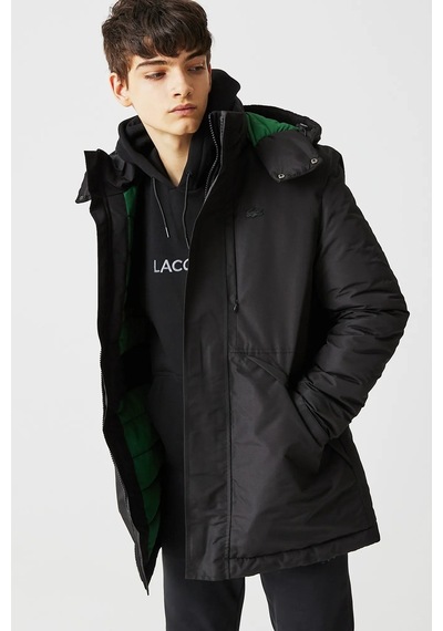 Lacoste Syntehic Fill Jacket Çıkarılabilir Kapüşonlu Erkek Parka Siyah