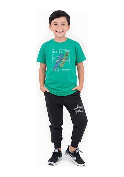 Fyk Kids Erkek Çocuk Mevsimlik Positive Baskılı Alt-üst Takım Yeşil