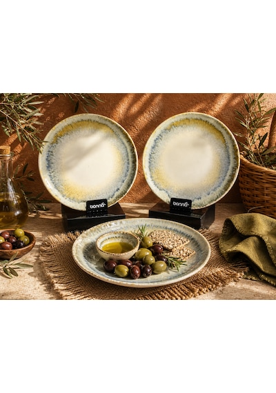 6 Lı 27 Cm Büyük Düz Tabak / Ana Yemek / Servis / Sunum Tabağı Knidos Gourmet Bonna